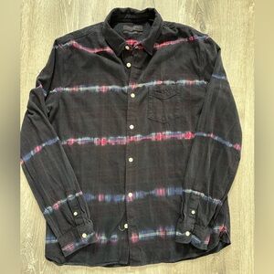 All Saints Claverack Long Sleeve Shirt Button Front Men Sz L Flannel Dye Check